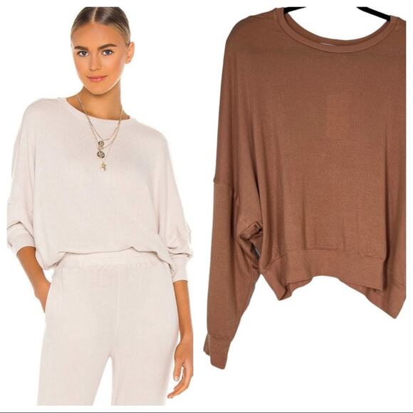 NWT Lovers and Friends Slouchy Sweatshirt in Tan Brown medium - Picture 1 of 13
